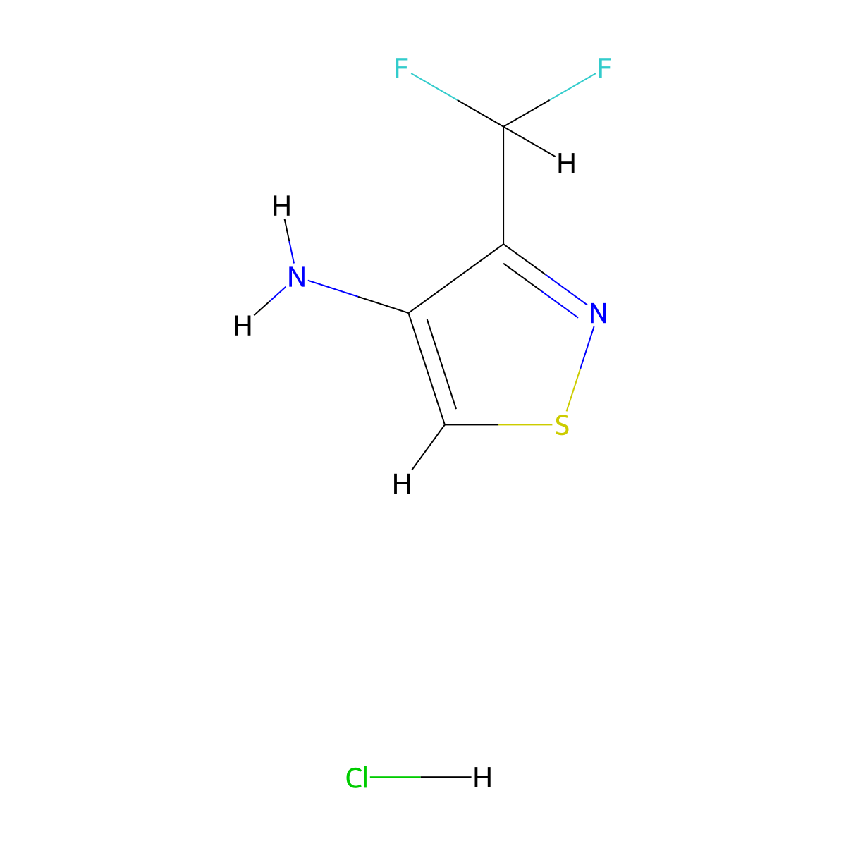 3-(Difluoromethyl)-1,2-thiazol-4-amine hydrochloride molecular structure, CAS 2923844-68-0