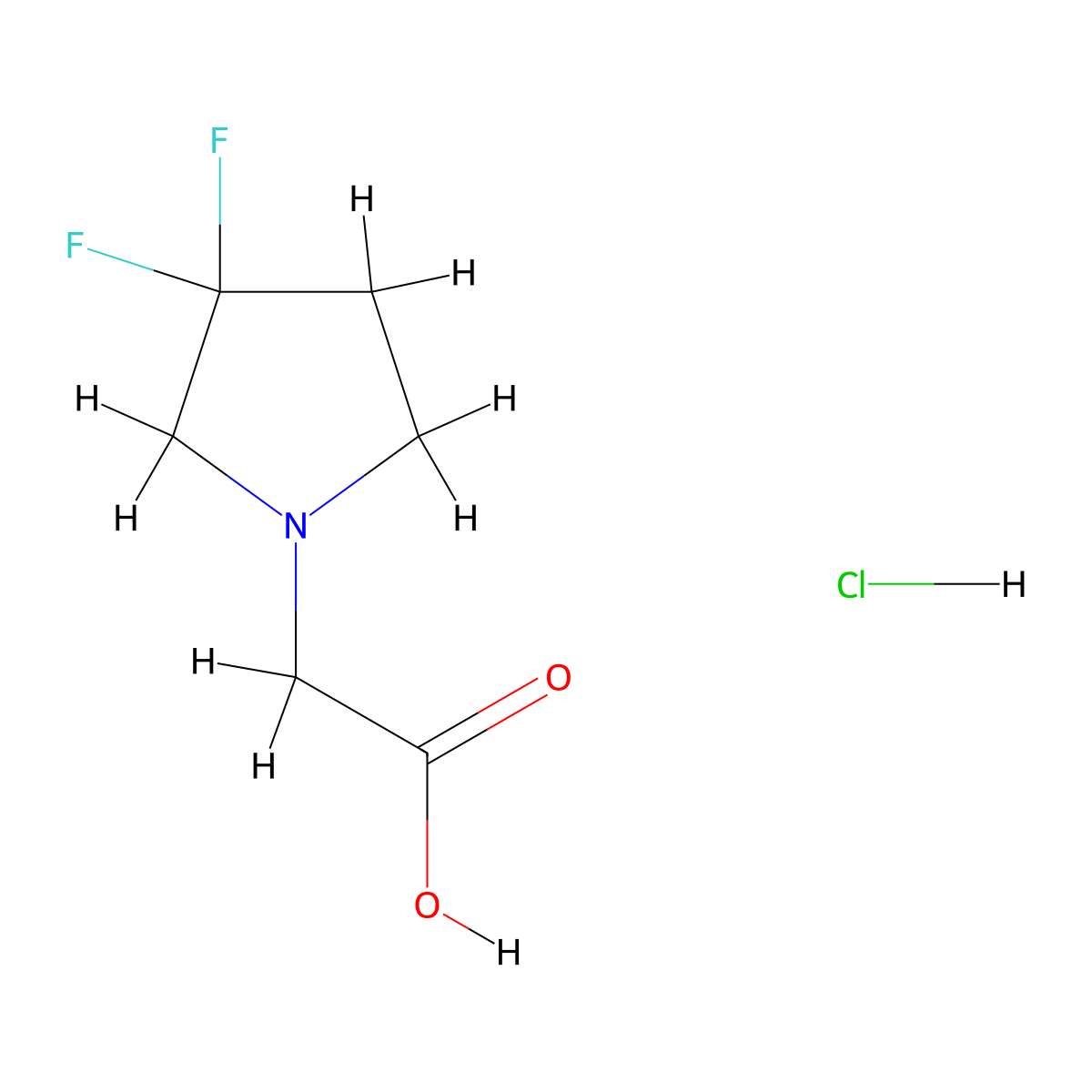2-(3,3-Difluoropyrrolidin-1-yl)acetic acid hydrochloride molecular structure, CAS 2923844-70-4