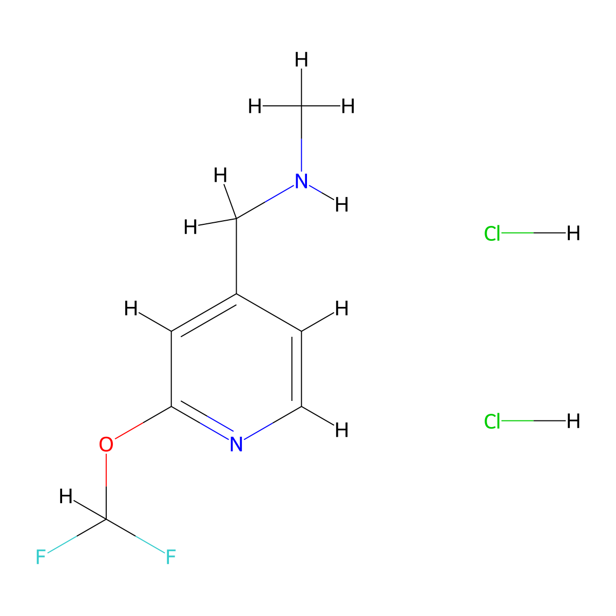 {[2-(Difluoromethoxy)pyridin-4-yl]methyl}(methyl)amine dihydrochloride molecular structure, CAS 2923844-71-5