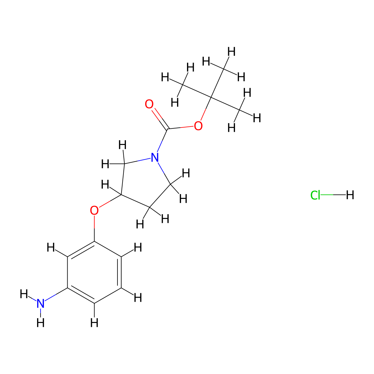 Tert-butyl 3-(3-aminophenoxy)pyrrolidine-1-carboxylate hydrochloride molecular structure, CAS 2923844-73-7