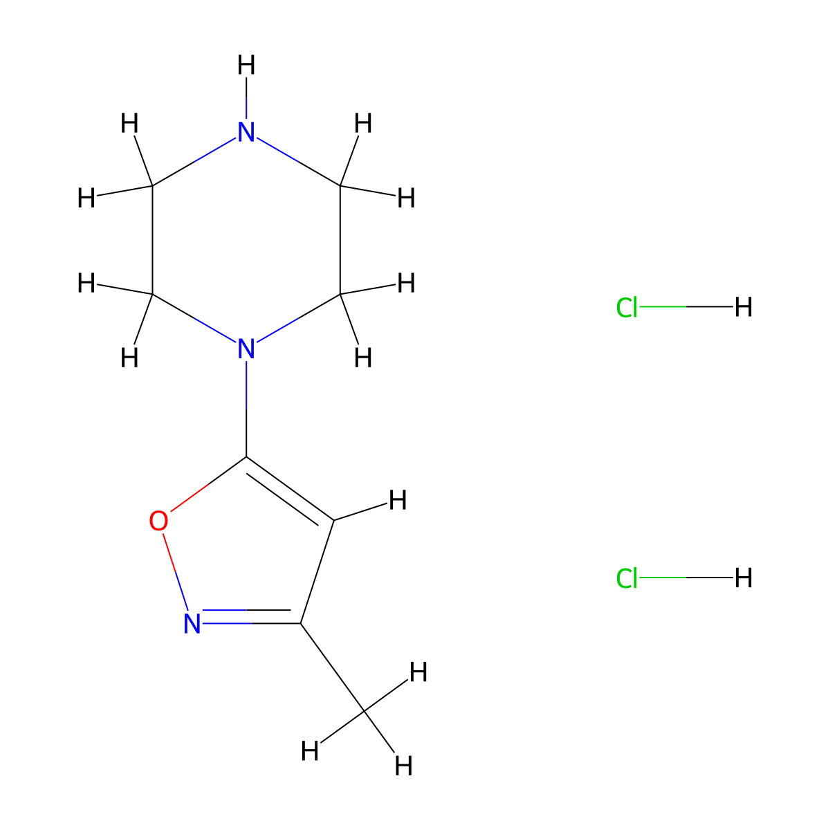 1-(3-Methyl-1,2-oxazol-5-yl)piperazine dihydrochloride molecular structure, CAS 2923844-78-2
