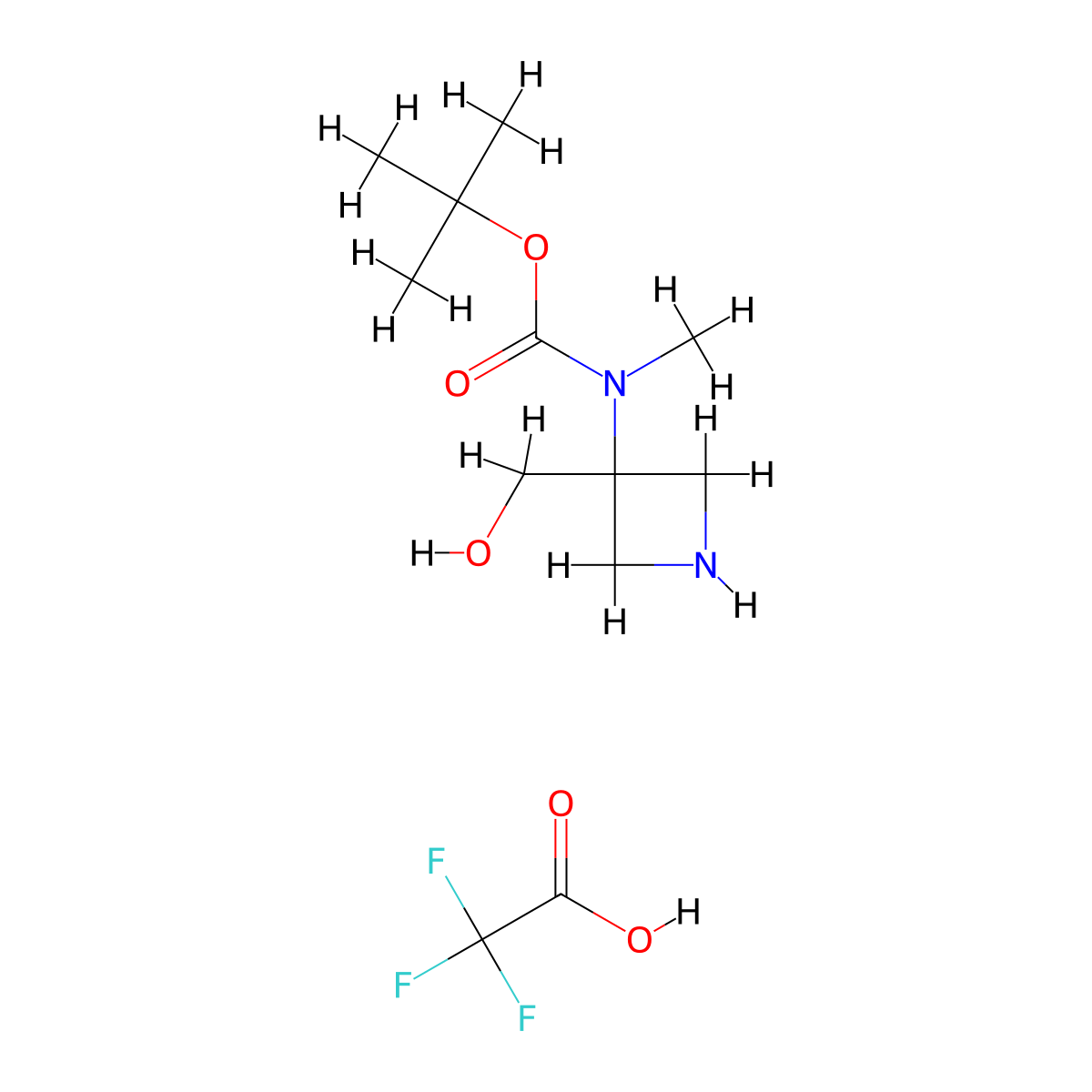 tert-butyl N-[3-(hydroxymethyl)azetidin-3-yl]-N-methylcarbamate, trifluoroacetic acid molecular structure, CAS 2923844-97-5