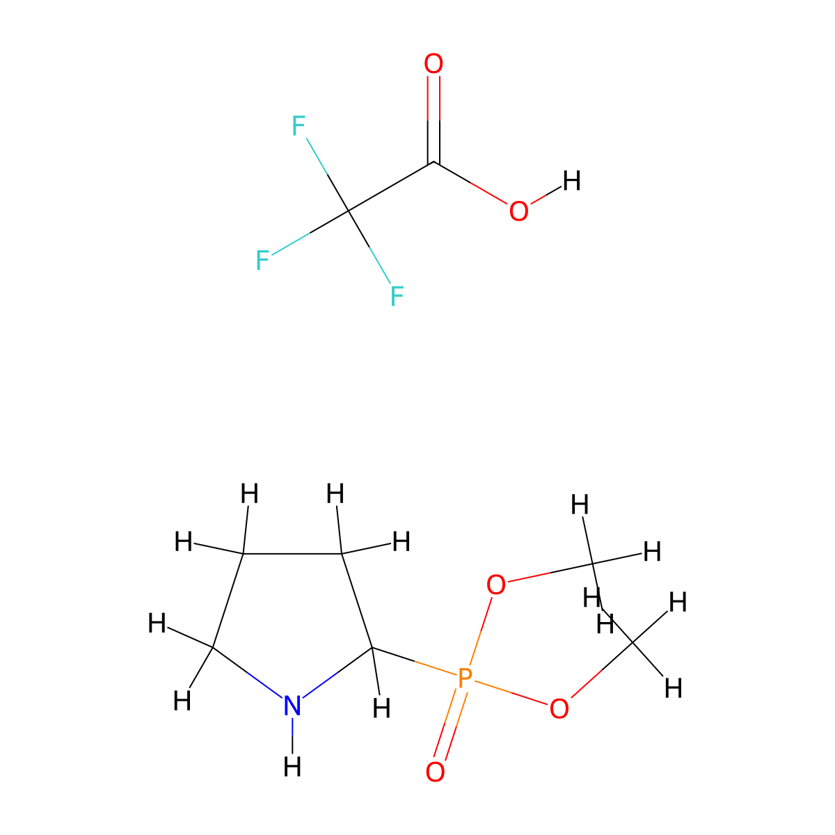 Dimethyl (pyrrolidin-2-yl)phosphonate, trifluoroacetic acid molecular structure, CAS 2923844-98-6
