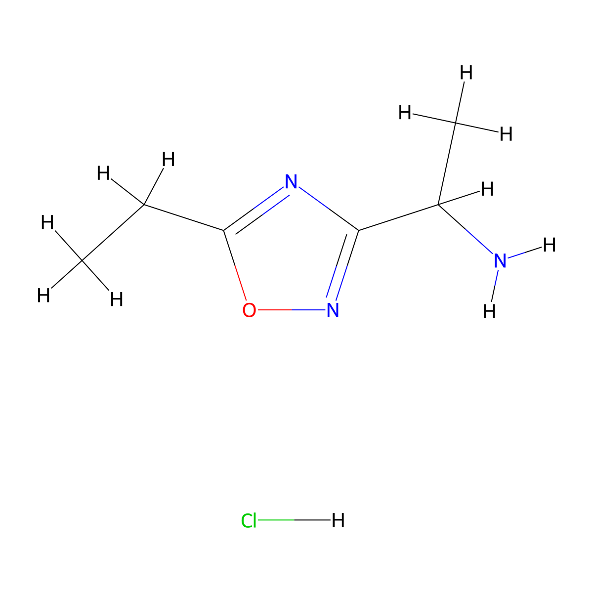 1-(5-Ethyl-1,2,4-oxadiazol-3-yl)ethan-1-amine hydrochloride molecular structure, CAS 2923845-00-3