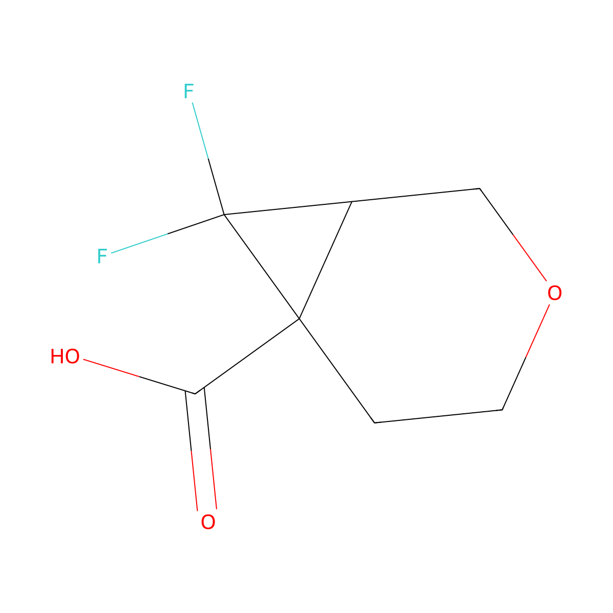7,7-Difluoro-3-oxabicyclo[4.1.0]heptane-6-carboxylic acid molecular structure, CAS 2923845-18-3