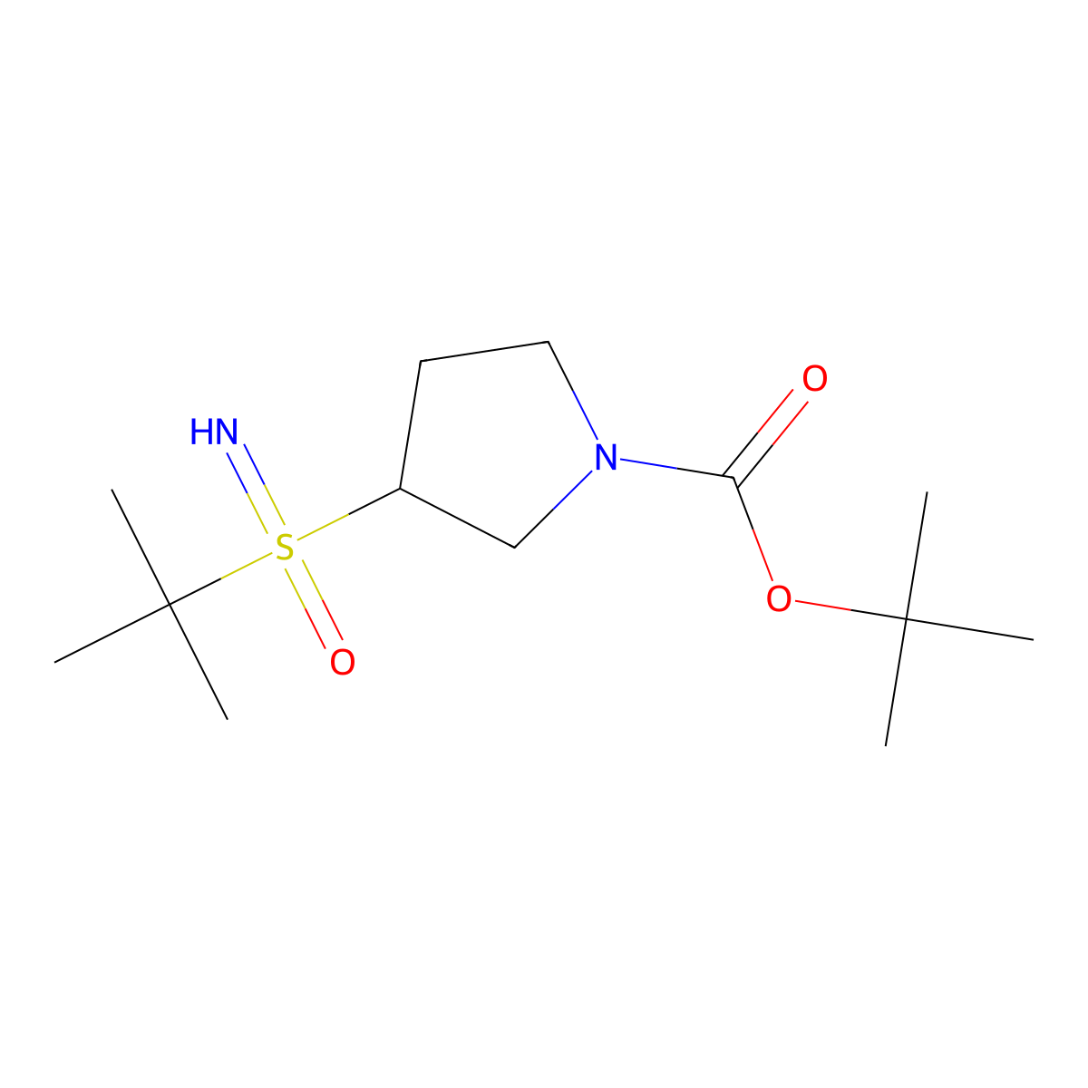 Tert-butyl 3-[tert-butyl(imino)oxo-lambda6-sulfanyl]pyrrolidine-1-carboxylate molecular structure, CAS 2923845-36-5