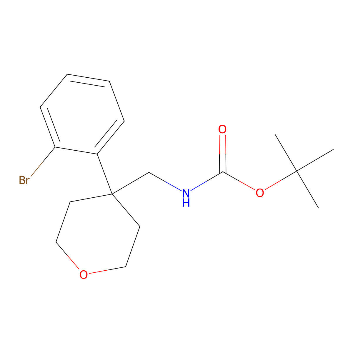 tert-butyl N-{[4-(2-bromophenyl)oxan-4-yl]methyl}carbamate molecular structure, CAS 2923845-37-6