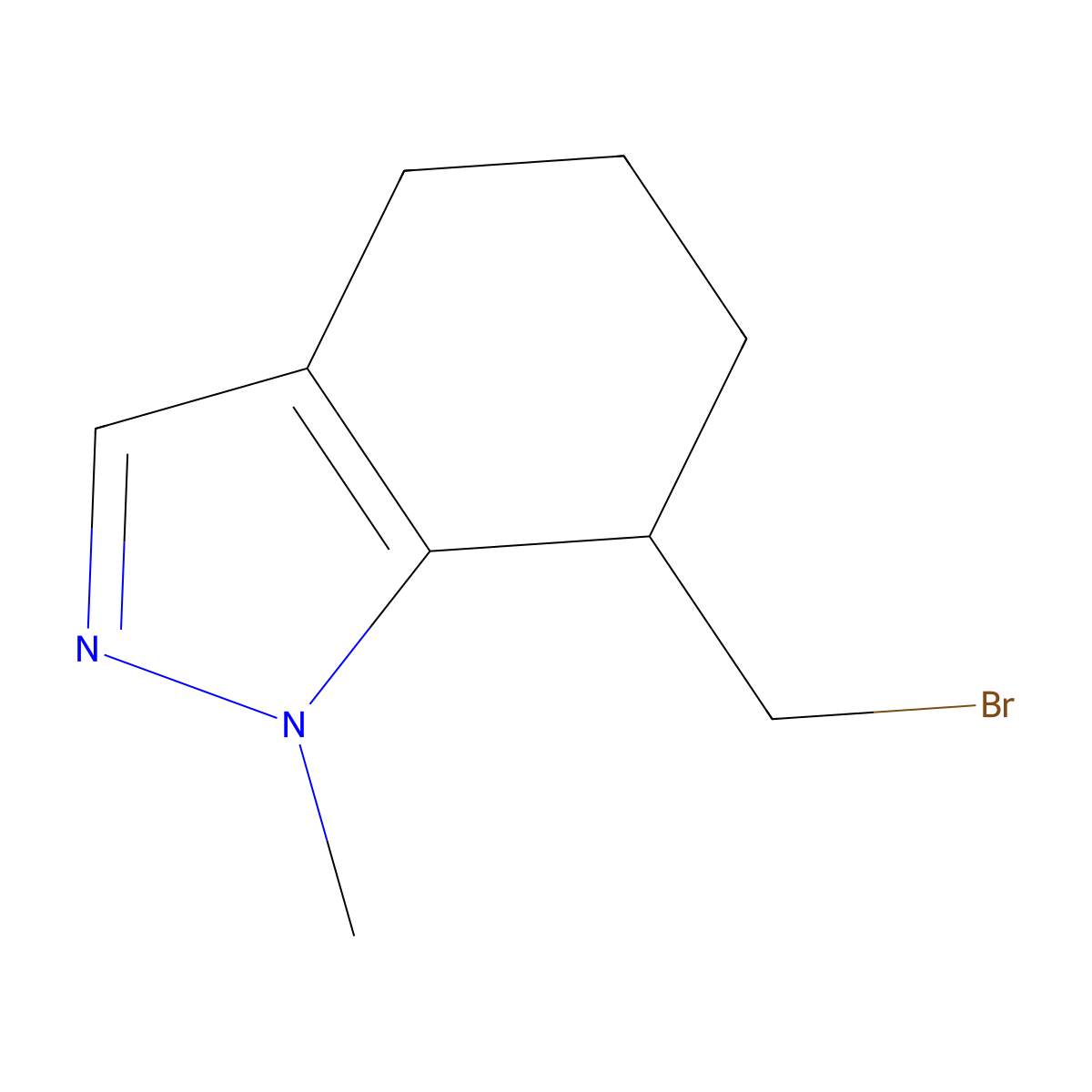 7-(bromomethyl)-1-methyl-4,5,6,7-tetrahydro-1H-indazole molecular structure, CAS 2923845-43-4