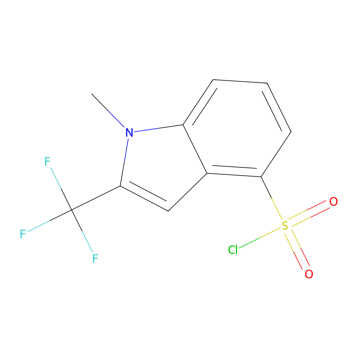1-methyl-2-(trifluoromethyl)-1H-indole-4-sulfonyl chloride molecular structure, CAS 2923845-47-8