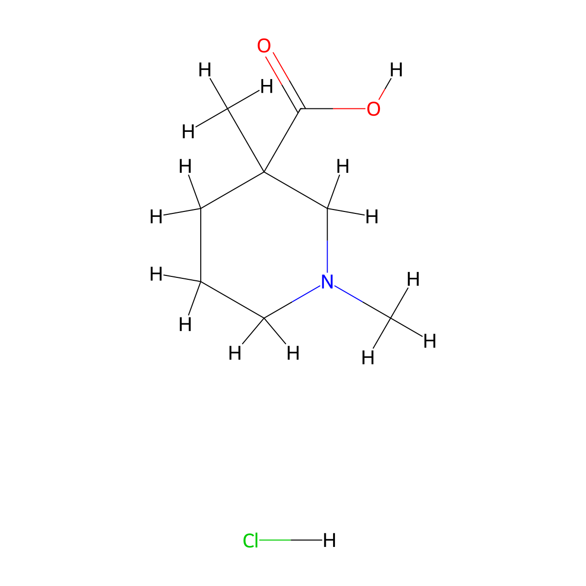 1,3-Dimethylpiperidine-3-carboxylic acid;hydrochloride molecular structure, CAS 2923845-49-0