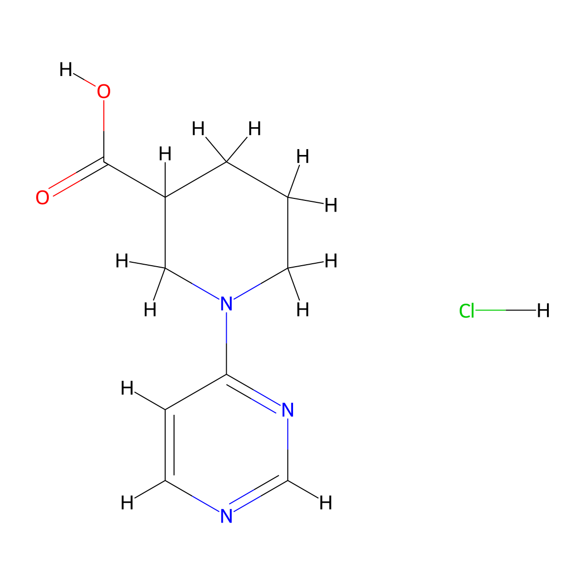 1-(Pyrimidin-4-yl)piperidine-3-carboxylic acid hydrochloride molecular structure, CAS 2923845-51-4
