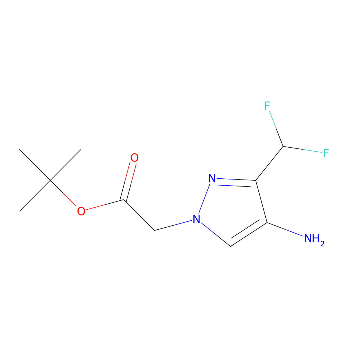 tert-butyl 2-[4-amino-3-(difluoromethyl)-1H-pyrazol-1-yl]acetate molecular structure, CAS 2923845-54-7