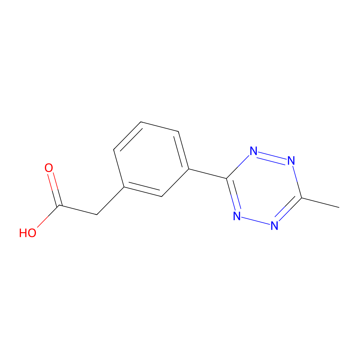 2-[3-(6-Methyl-1,2,4,5-tetrazin-3-yl)phenyl]acetic acid molecular structure, CAS 2923845-55-8