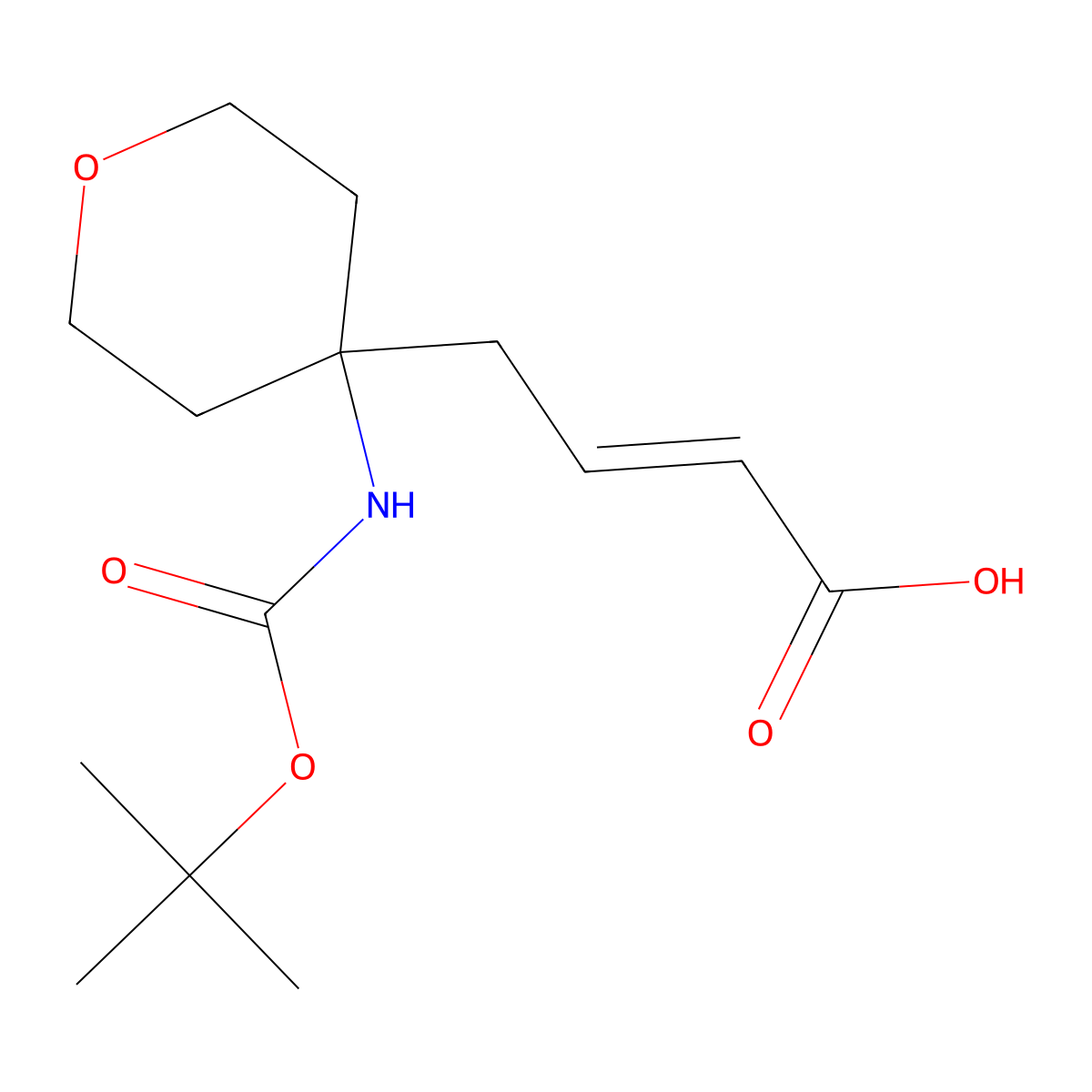 (E)-4-[4-[(2-methylpropan-2-yl)oxycarbonylamino]oxan-4-yl]but-2-enoic acid molecular structure, CAS 2923846-13-1