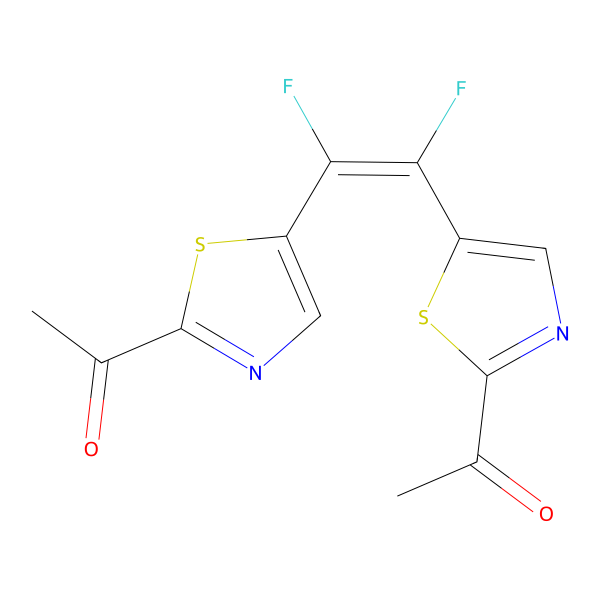 1-{5-[(1Z)-2-(2-acetyl-1,3-thiazol-5-yl)-1,2-difluoroethenyl]-1,3-thiazol-2-yl}ethan-1-one molecular structure, CAS 2923846-17-5