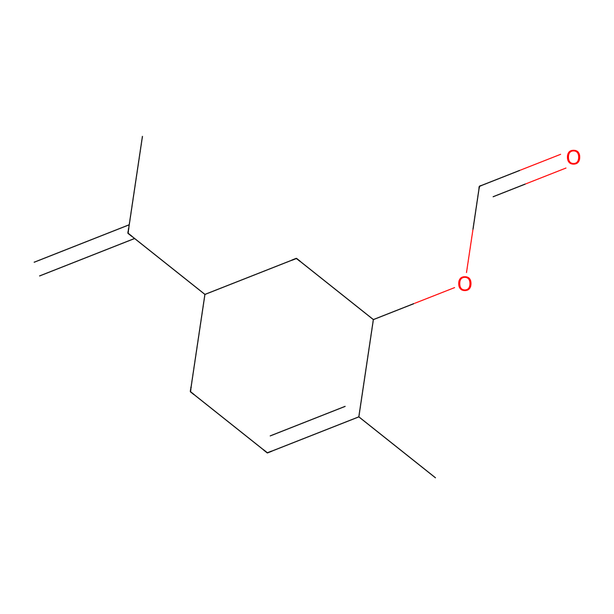 2-Cyclohexen-1-ol, 2-methyl-5-(1-methylethenyl)-, formate molecular structure, CAS 29239-07-4