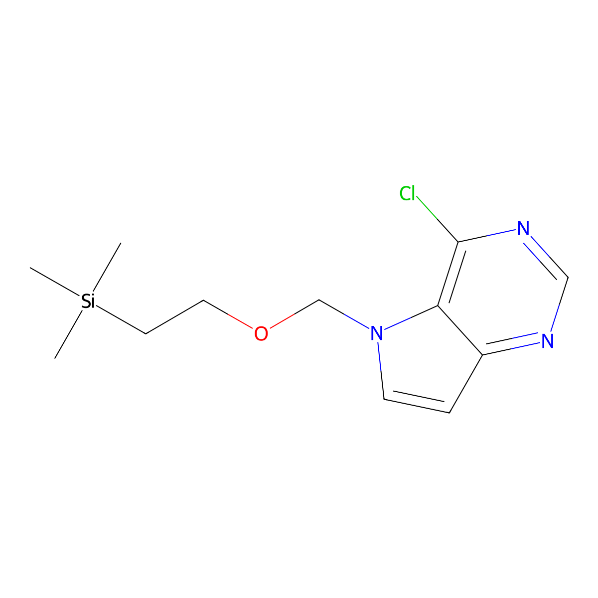 4-chloro-5-{[2-(trimethylsilyl)ethoxy]methyl}-5H-pyrrolo[3,2-d]pyrimidine molecular structure, CAS 2923911-02-6