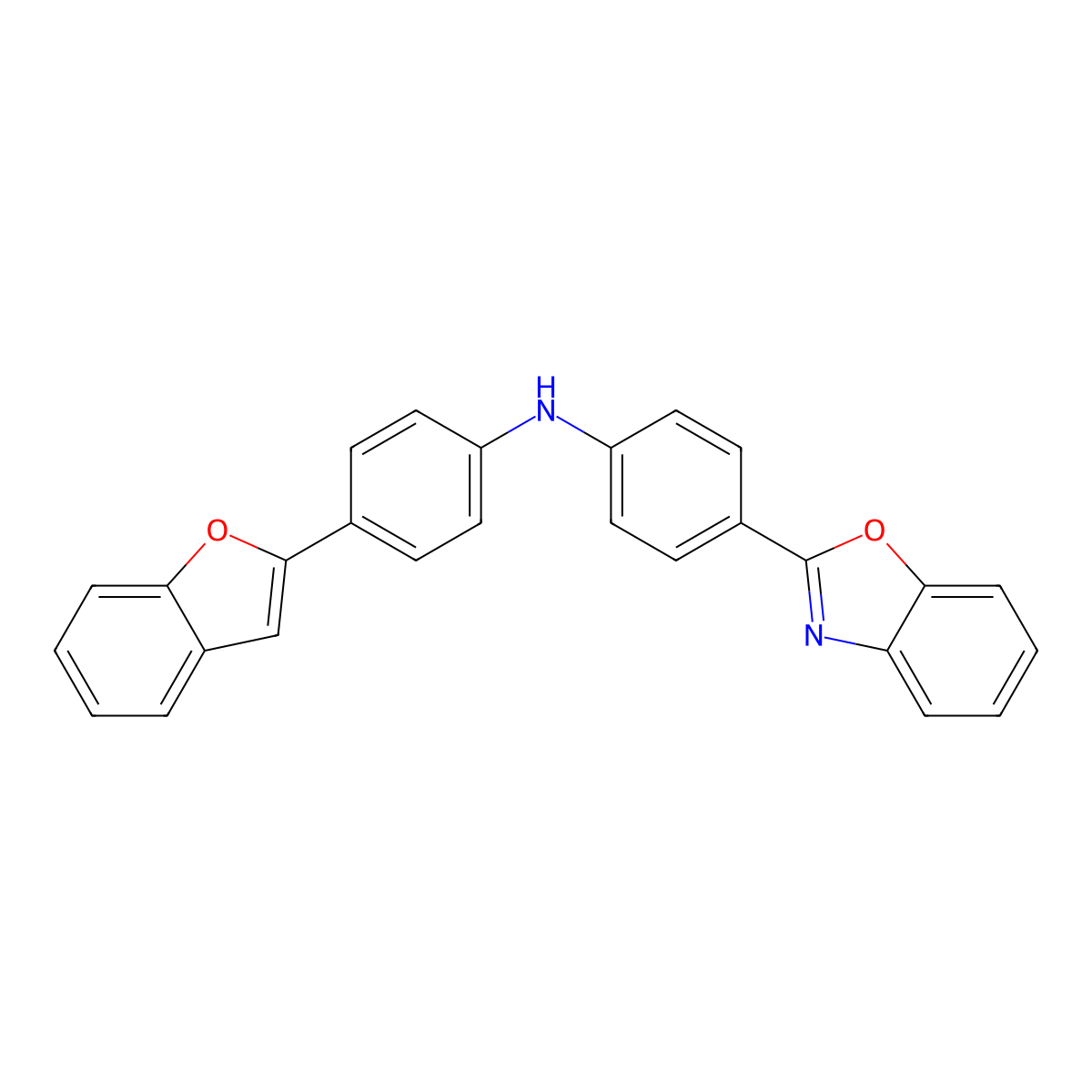 N-[4-(Benzofuran-2-YL)phenyl]-N-[4-(benzoxazol-2-YL)phenyl]amine molecular structure, CAS 2923924-23-4