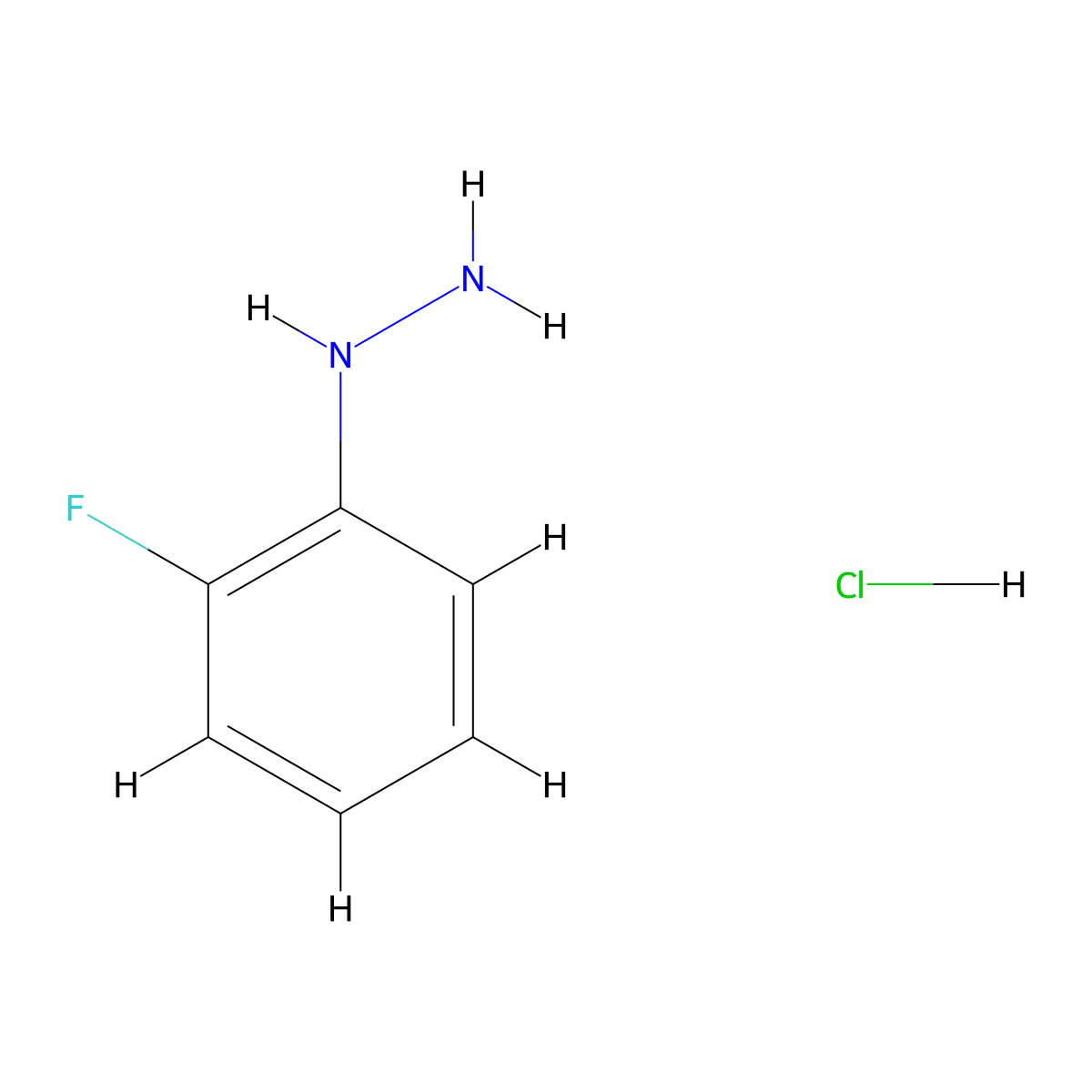 Hydrazine, (2-fluorophenyl)-, hydrochloride (1:1) molecular structure, CAS 2924-15-4