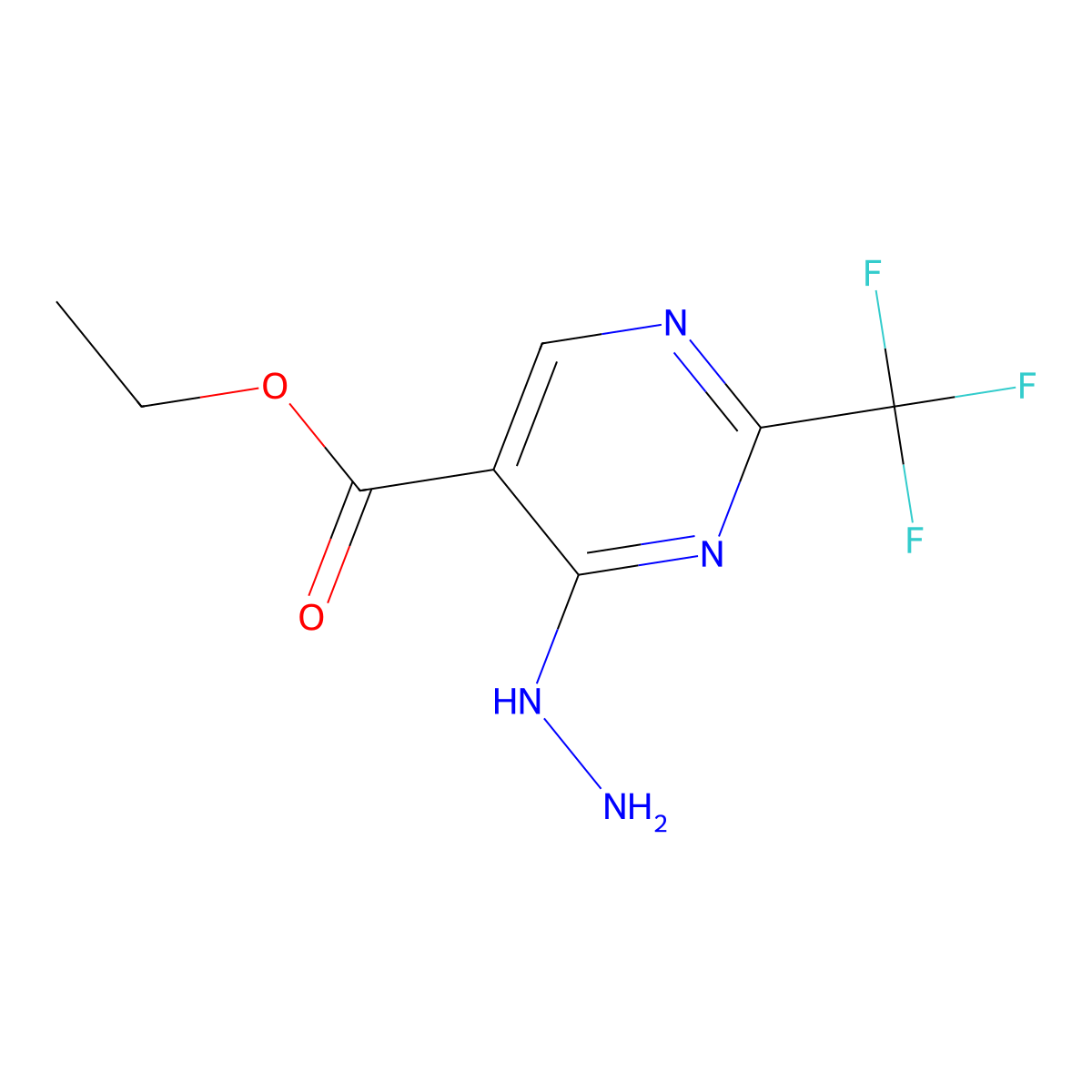Ethyl 4-hydrazino-2-(trifluoromethyl)pyrimidine-5-carboxylate molecular structure, CAS 2924-82-5