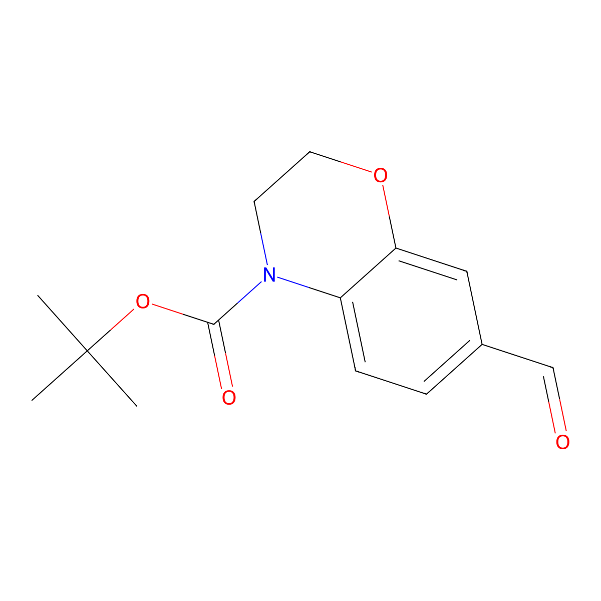 tert-butyl 7-formyl-3,4-dihydro-2H-1,4-benzoxazine-4-carboxylate molecular structure, CAS 2924021-14-5