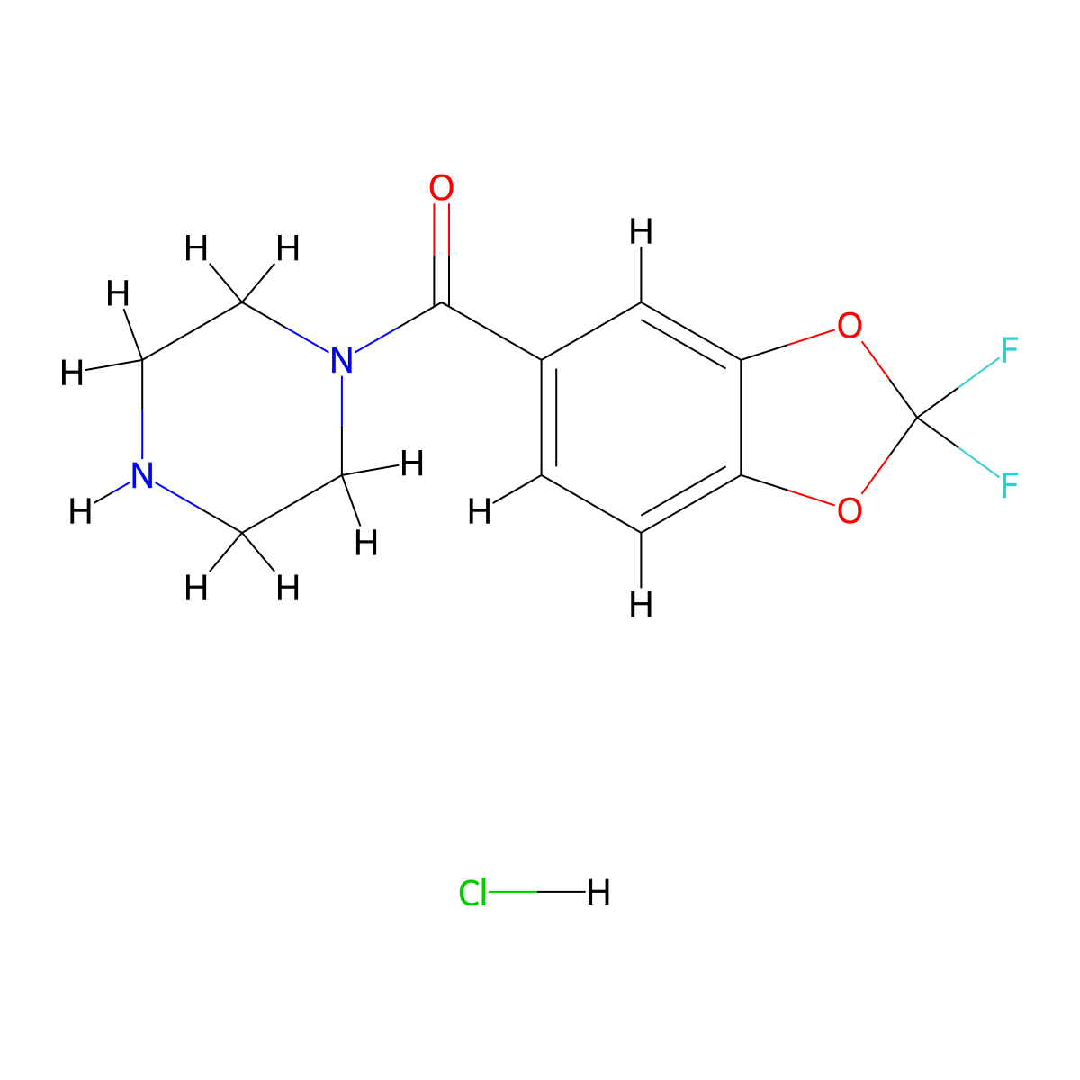 (2,2-Difluorobenzo[D][1,3]dioxol-5-YL)(piperazin-1-YL)methanone hydrochloride molecular structure, CAS 2924064-35-5