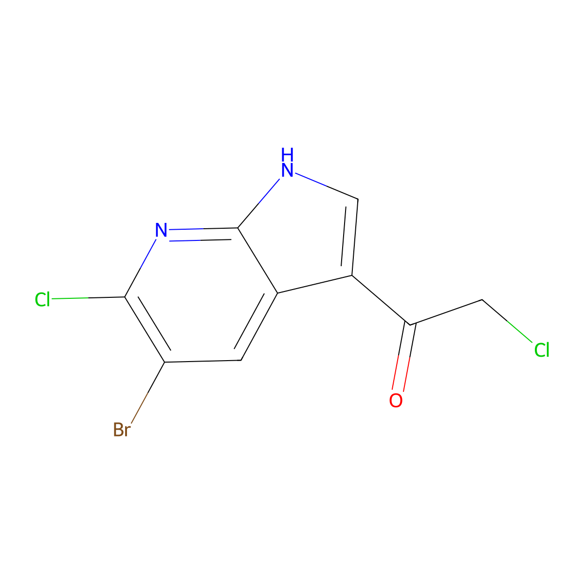 1-{5-bromo-6-chloro-1H-pyrrolo[2,3-b]pyridin-3-yl}-2-chloroethan-1-one molecular structure, CAS 2924083-39-4