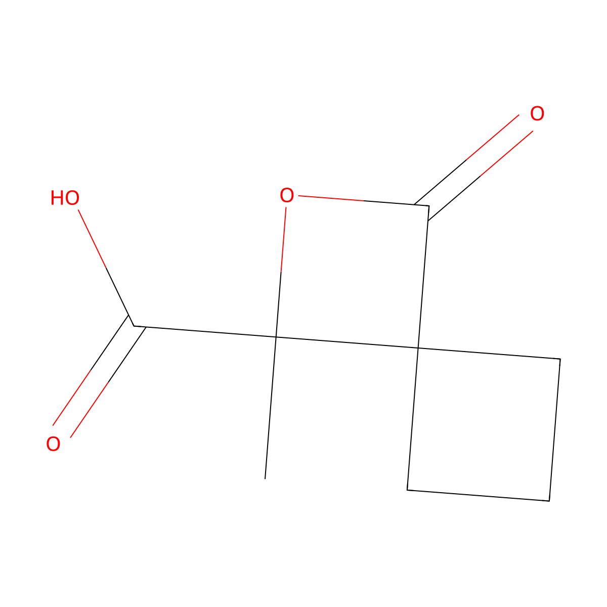 1-Methyl-3-oxo-2-oxaspiro[3.3]heptane-1-carboxylic acid molecular structure, CAS 2924085-45-8