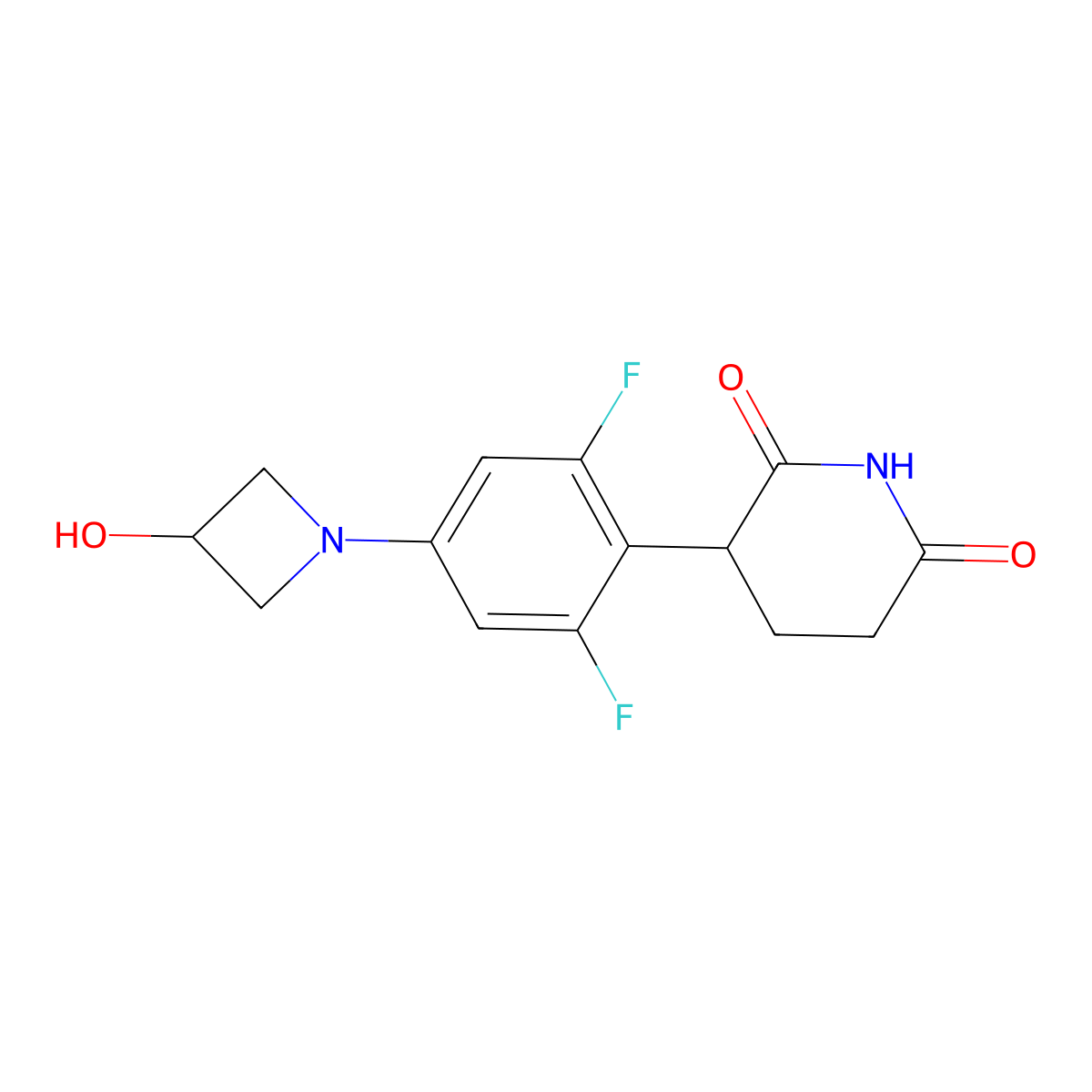 3-(2,6-Difluoro-4-(3-hydroxyazetidin-1-YL)phenyl)piperidine-2,6-dione molecular structure, CAS 2924092-57-7
