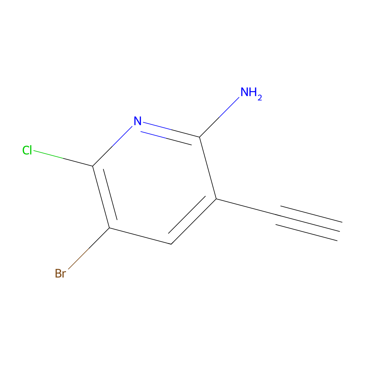5-Bromo-6-chloro-3-ethynylpyridin-2-amine molecular structure, CAS 2924096-19-3