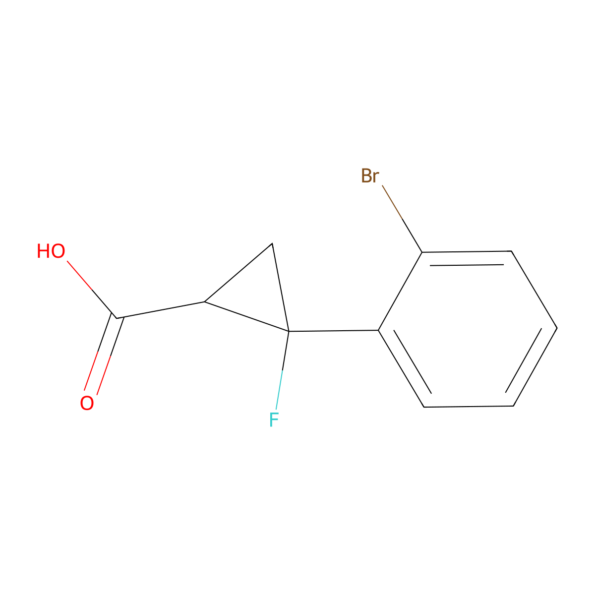2-(2-Bromophenyl)-2-fluorocyclopropane-1-carboxylic acid molecular structure, CAS 2924098-18-8
