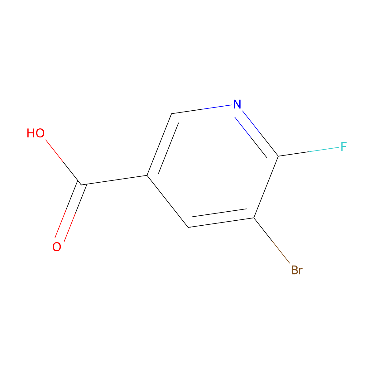 5-Bromo-6-fluoropyridine-3-carboxylic acid molecular structure, CAS 29241-63-2