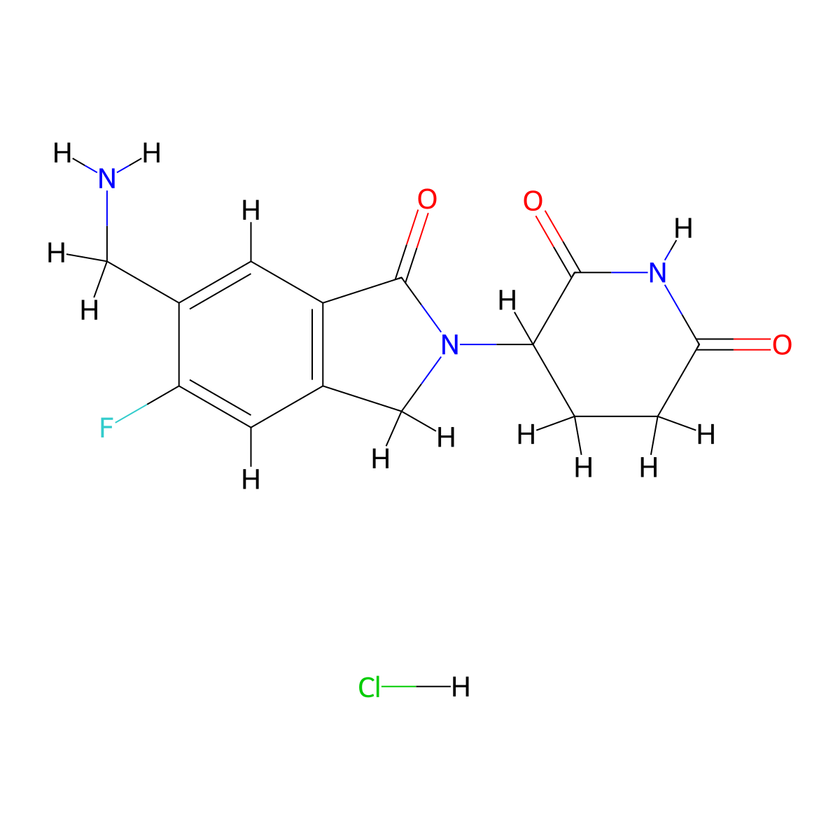 3-(6-(Aminomethyl)-5-fluoro-1-oxoisoindolin-2-yl)piperidine-2,6-dione hydrochloride molecular structure, CAS 2924122-72-3