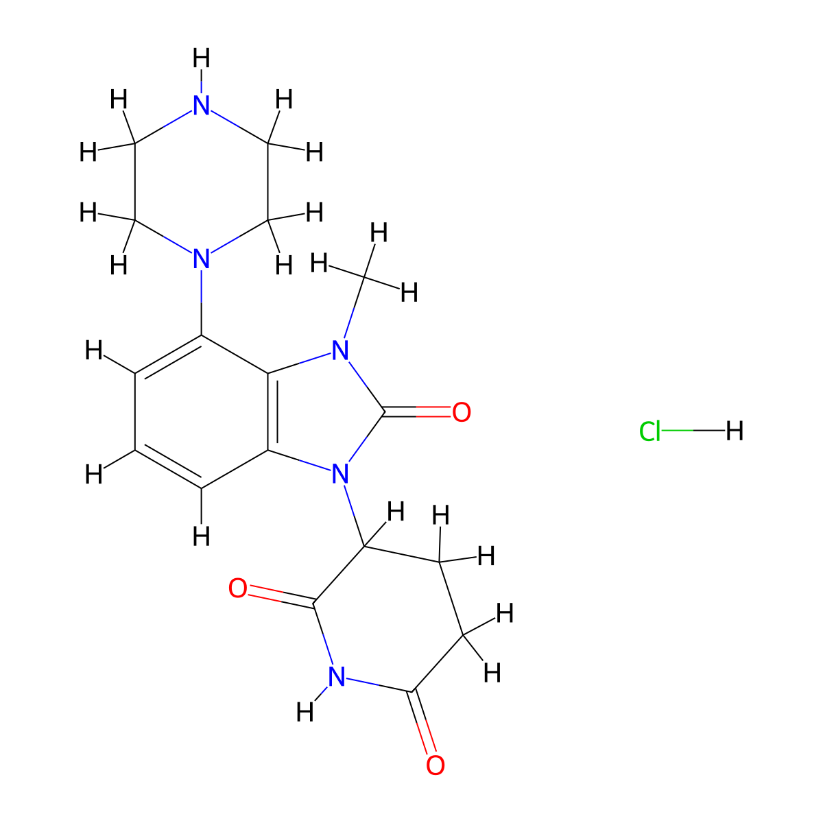 3-[2,3-Dihydro-3-methyl-2-oxo-4-(1-piperazinyl)-1H-benzimidazol-1-yl]-2,6-piperidinedione hydrochloride molecular structure, CAS 2924463-29-4