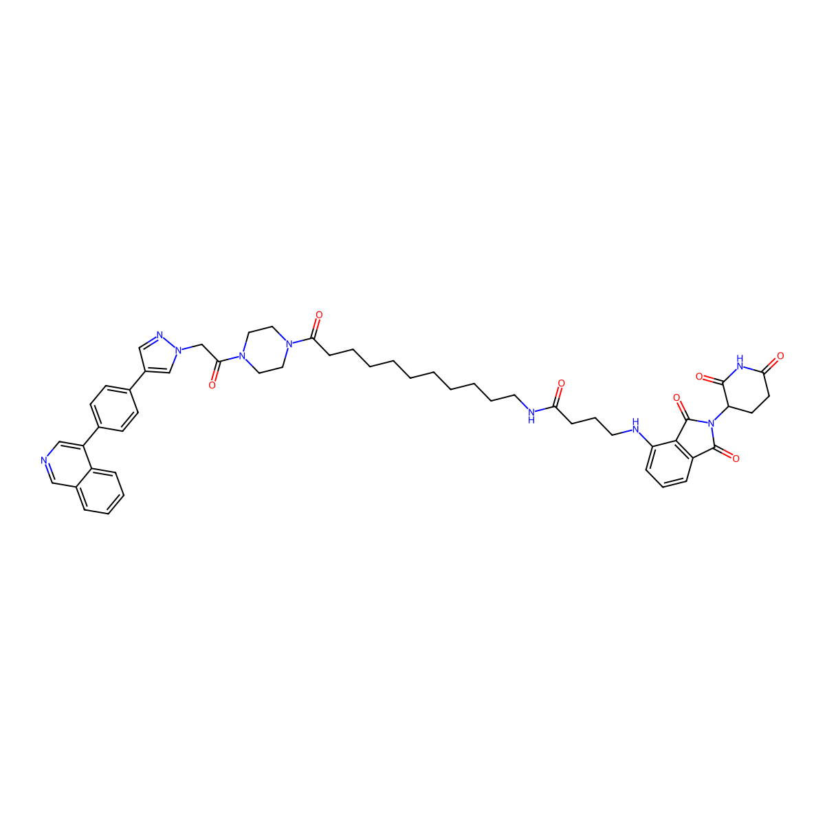 4-[[2-(2,6-dioxopiperidin-3-yl)-1,3-dioxoisoindol-4-yl]amino]-N-[11-[4-[2-[4-(4-isoquinolin-4-ylphenyl)pyrazol-1-yl]acetyl]piperazin-1-yl]-11-oxoundecyl]butanamide molecular structure, CAS 2924557-42-4
