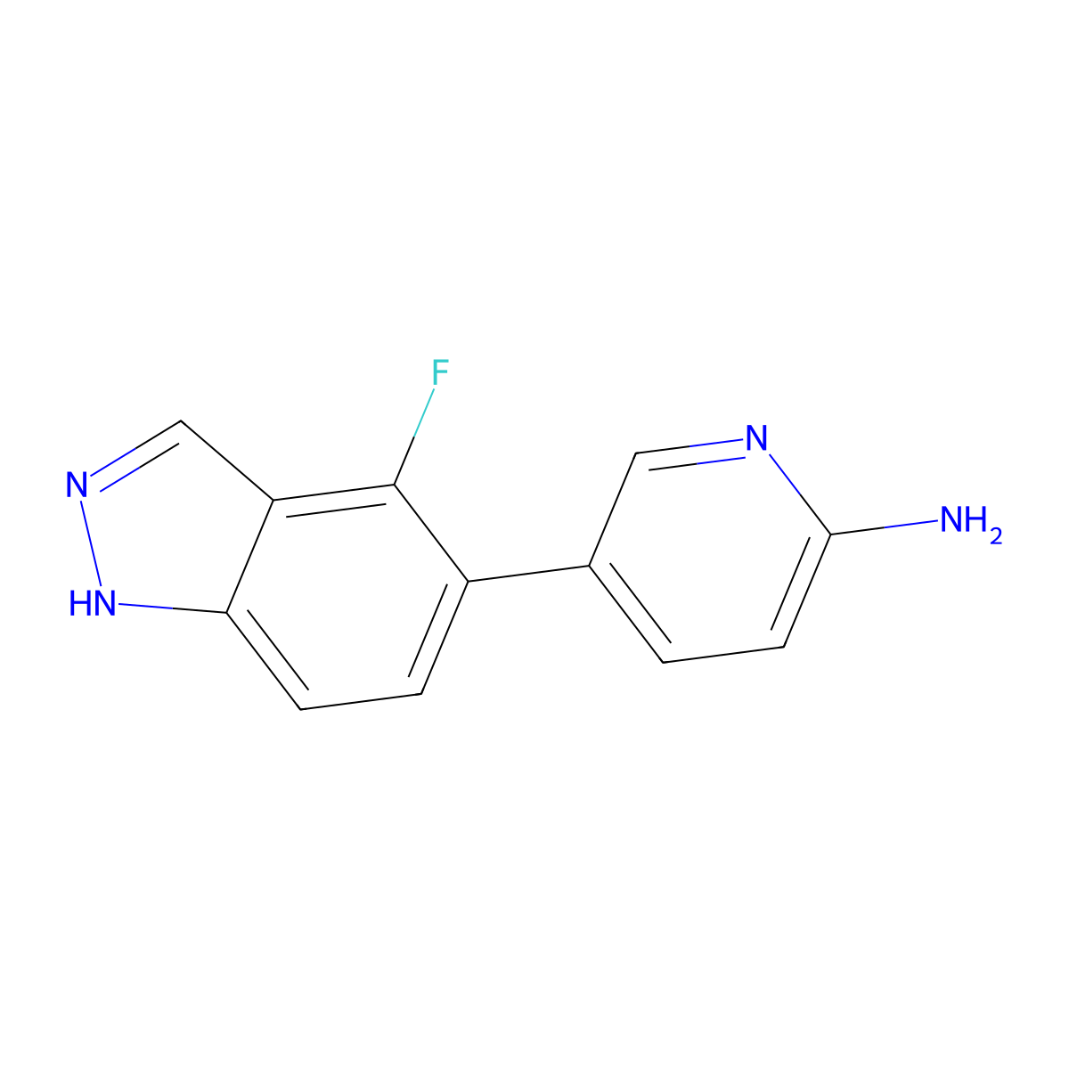 5-(4-Fluoro-1H-indazol-5-YL)pyridin-2-amine molecular structure, CAS 2924558-68-7