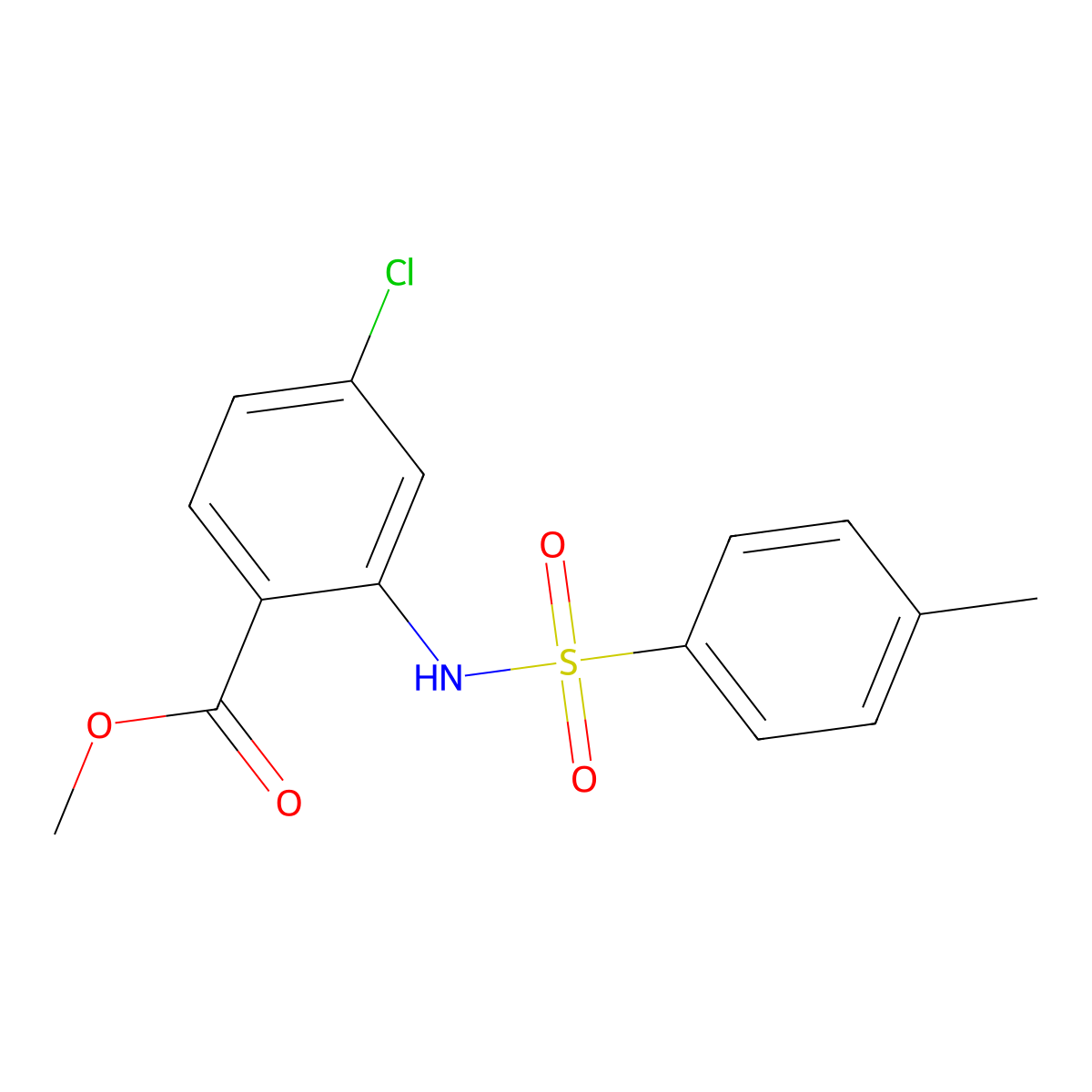 4-Chloro-2-(toluene-4-sulfonylamino)-benzoic acid methyl ester molecular structure, CAS 29247-79-8