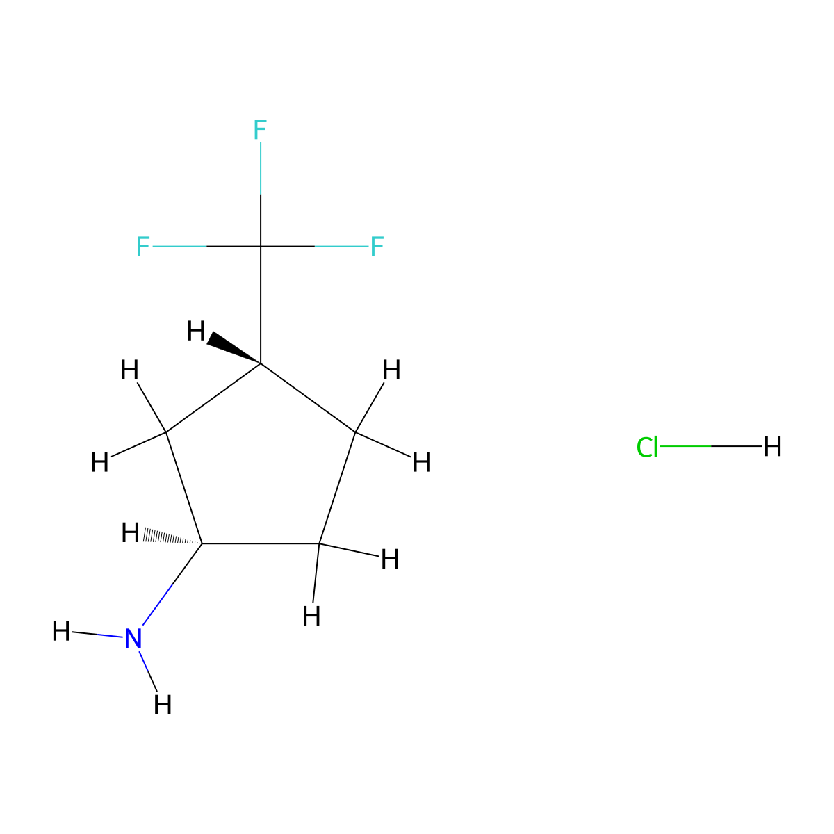 rac-(1R,3R)-3-(trifluoromethyl)cyclopentan-1-amine hydrochloride molecular structure, CAS 2924774-98-9
