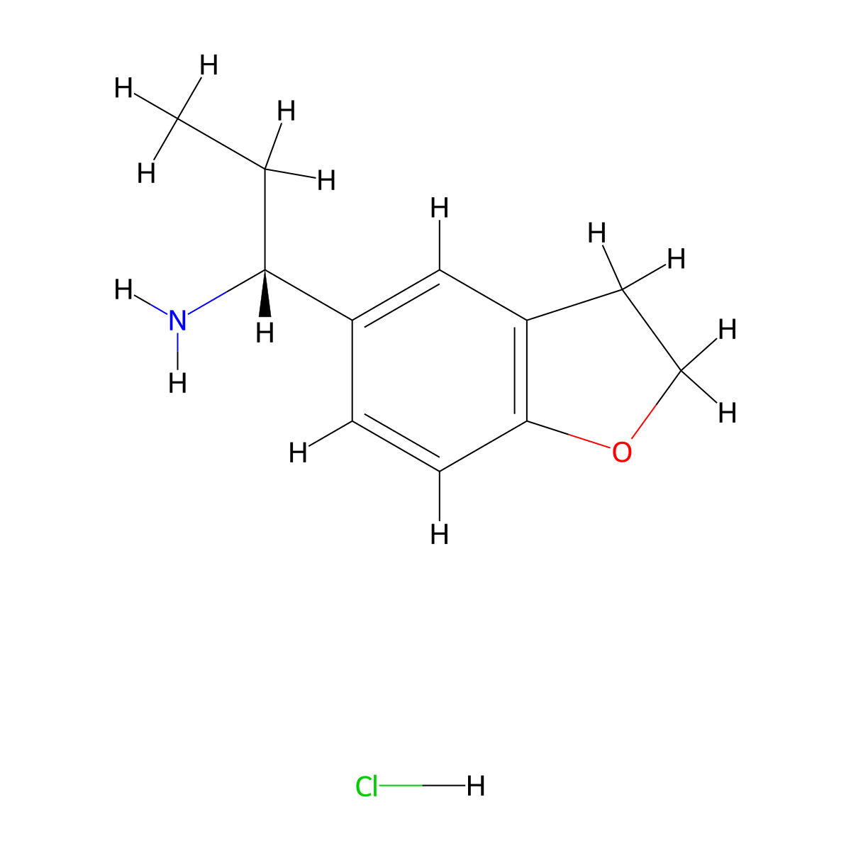 (R)-1-(2,3-Dihydrobenzofuran-5-YL)propan-1-amine hydrochloride molecular structure, CAS 2924824-02-0