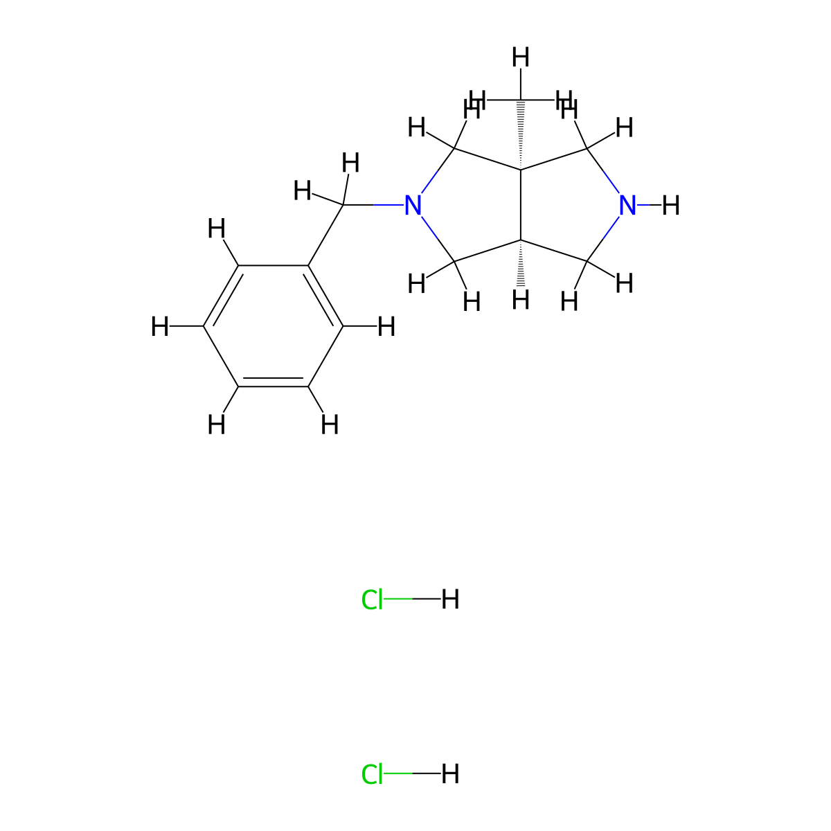 Rac-(3AR,6AS)-2-benzyl-3A-methyloctahydropyrrolo[3,4-C]pyrrole dihydrochloride molecular structure, CAS 2924824-08-6