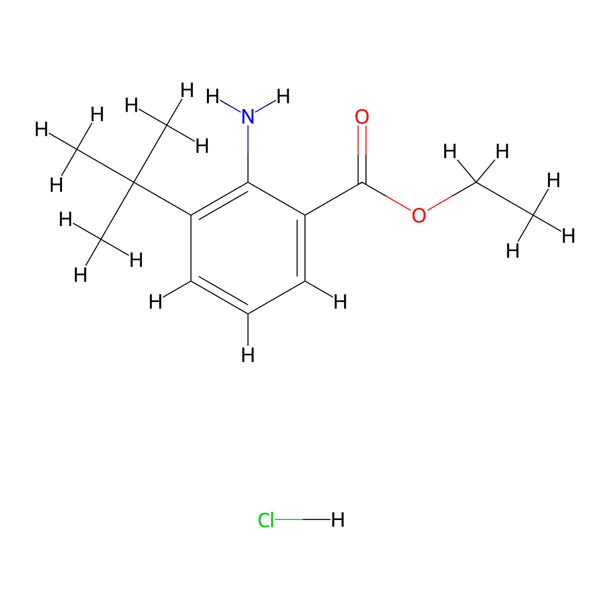Ethyl 2-amino-3-(tert-butyl)benzoate hydrochloride molecular structure, CAS 2924824-26-8
