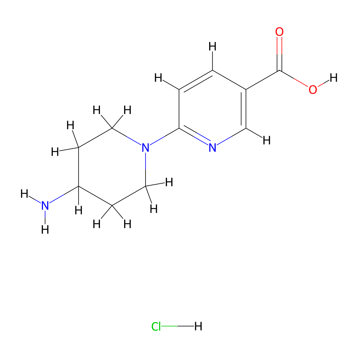 6-(4-Aminopiperidin-1-YL)nicotinic acid hydrochloride molecular structure, CAS 2924824-27-9