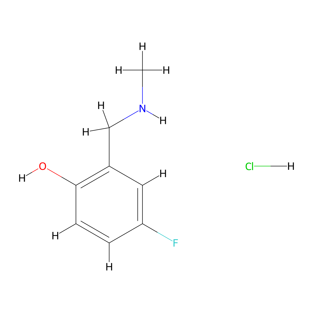 4-Fluoro-2-((methylamino)methyl)phenol hydrochloride molecular structure, CAS 2924824-36-0