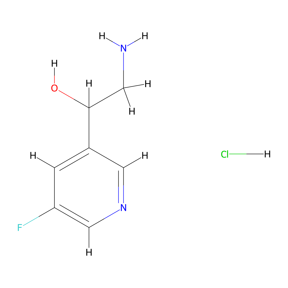 2-Amino-1-(5-fluoropyridin-3-YL)ethanol hydrochloride molecular structure, CAS 2924824-45-1
