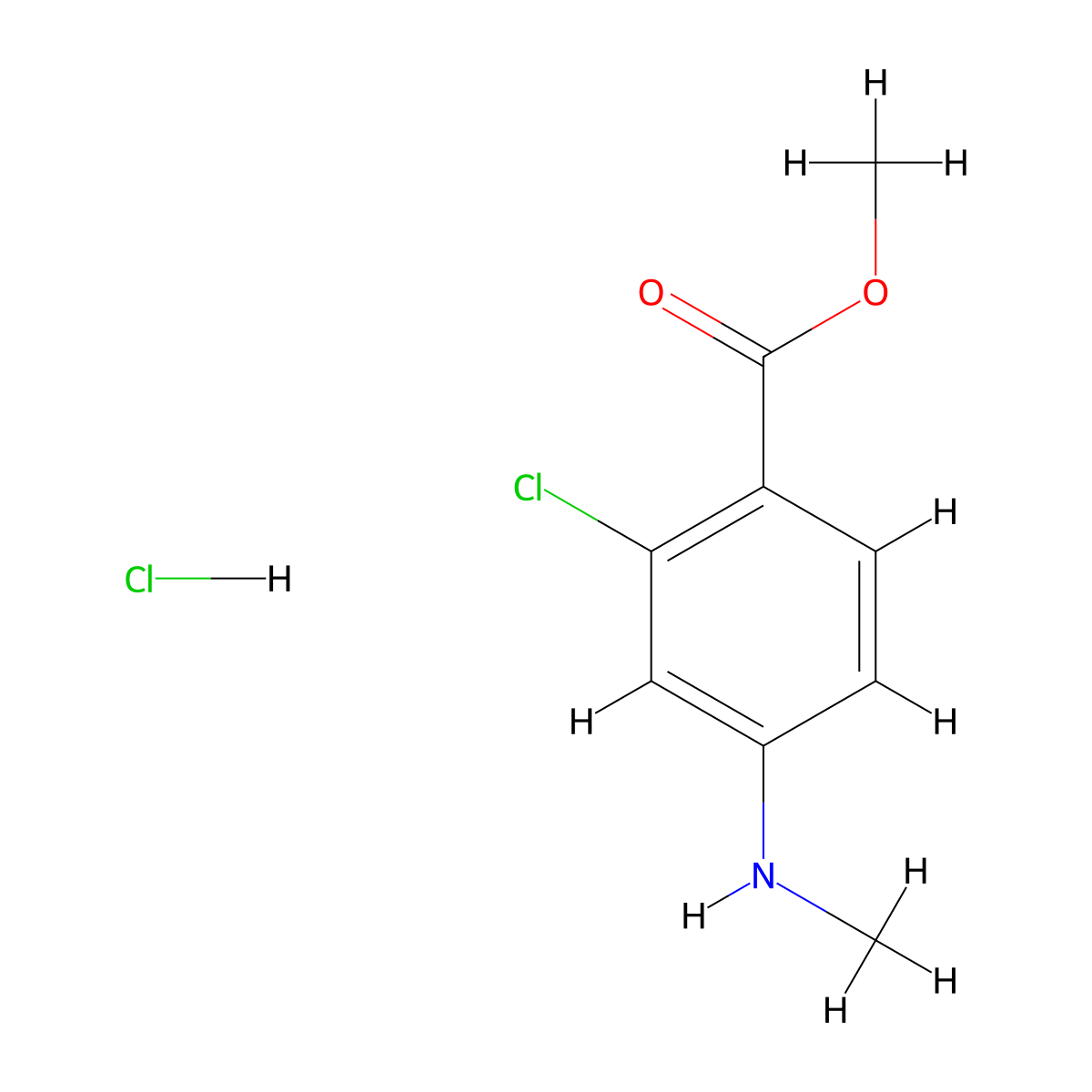 Methyl 2-chloro-4-(methylamino)benzoate hydrochloride molecular structure, CAS 2924824-46-2