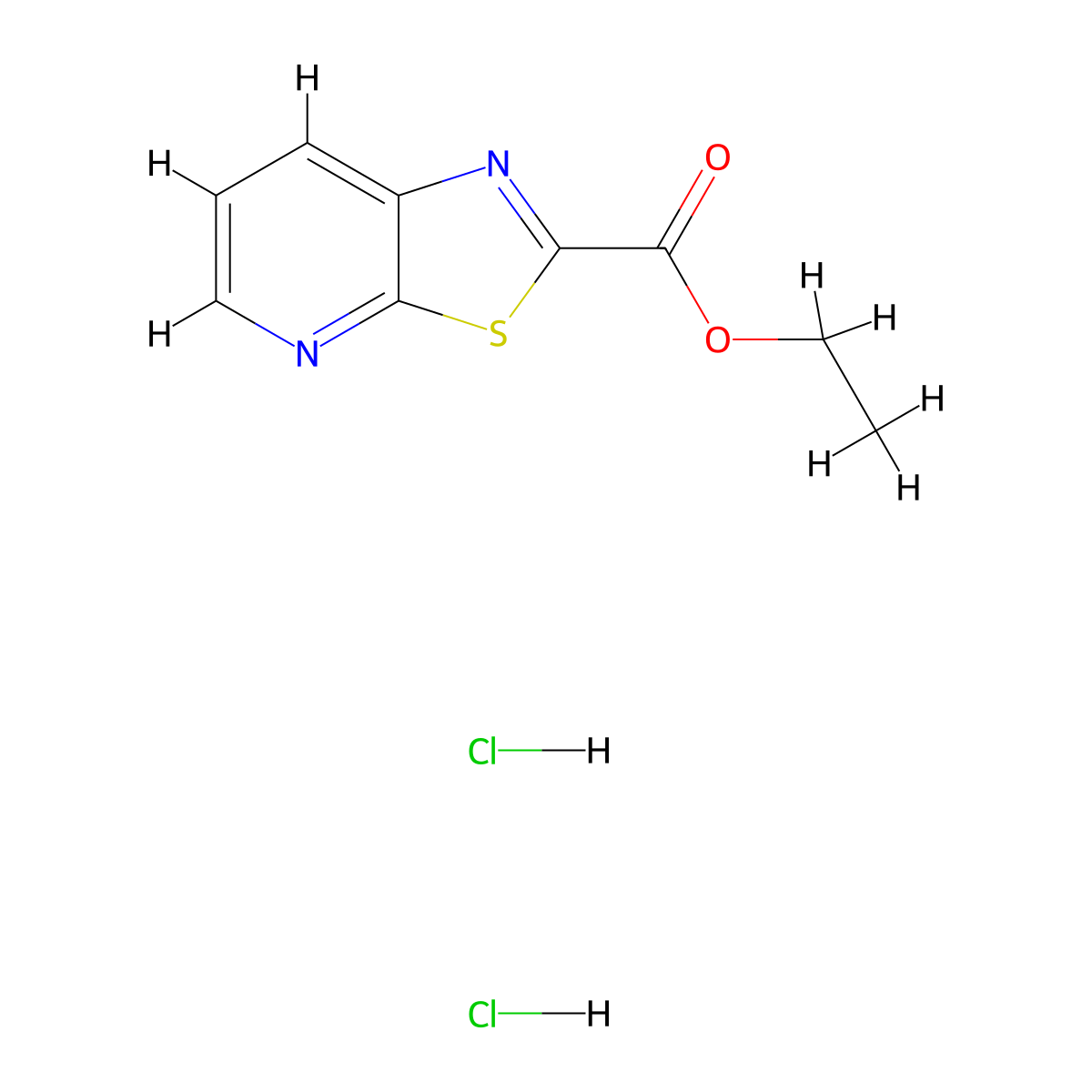 Ethyl thiazolo[5,4-B]pyridine-2-carboxylate dihydrochloride molecular structure, CAS 2924824-54-2