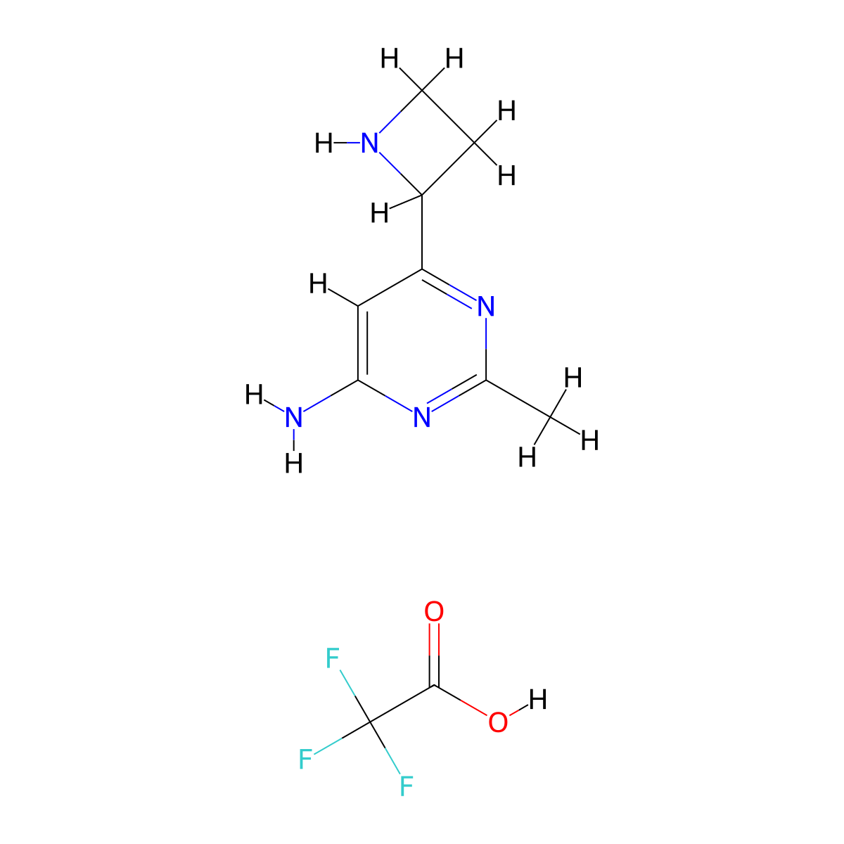 6-(Azetidin-2-YL)-2-methylpyrimidin-4-amine 2,2,2-trifluoroacetate molecular structure, CAS 2924824-63-3