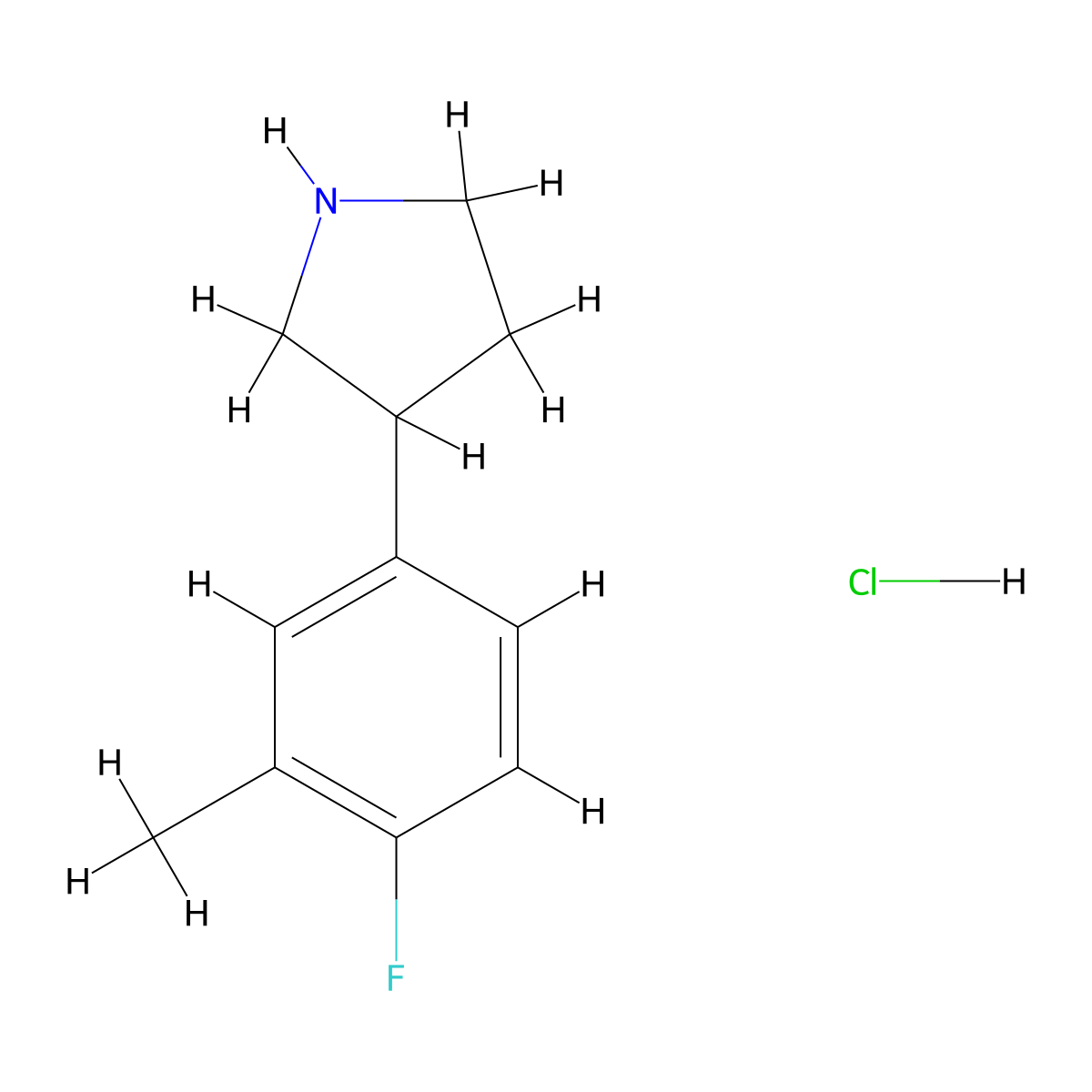 3-(4-Fluoro-3-methylphenyl)pyrrolidine Hydrochloride molecular structure, CAS 2924824-65-5