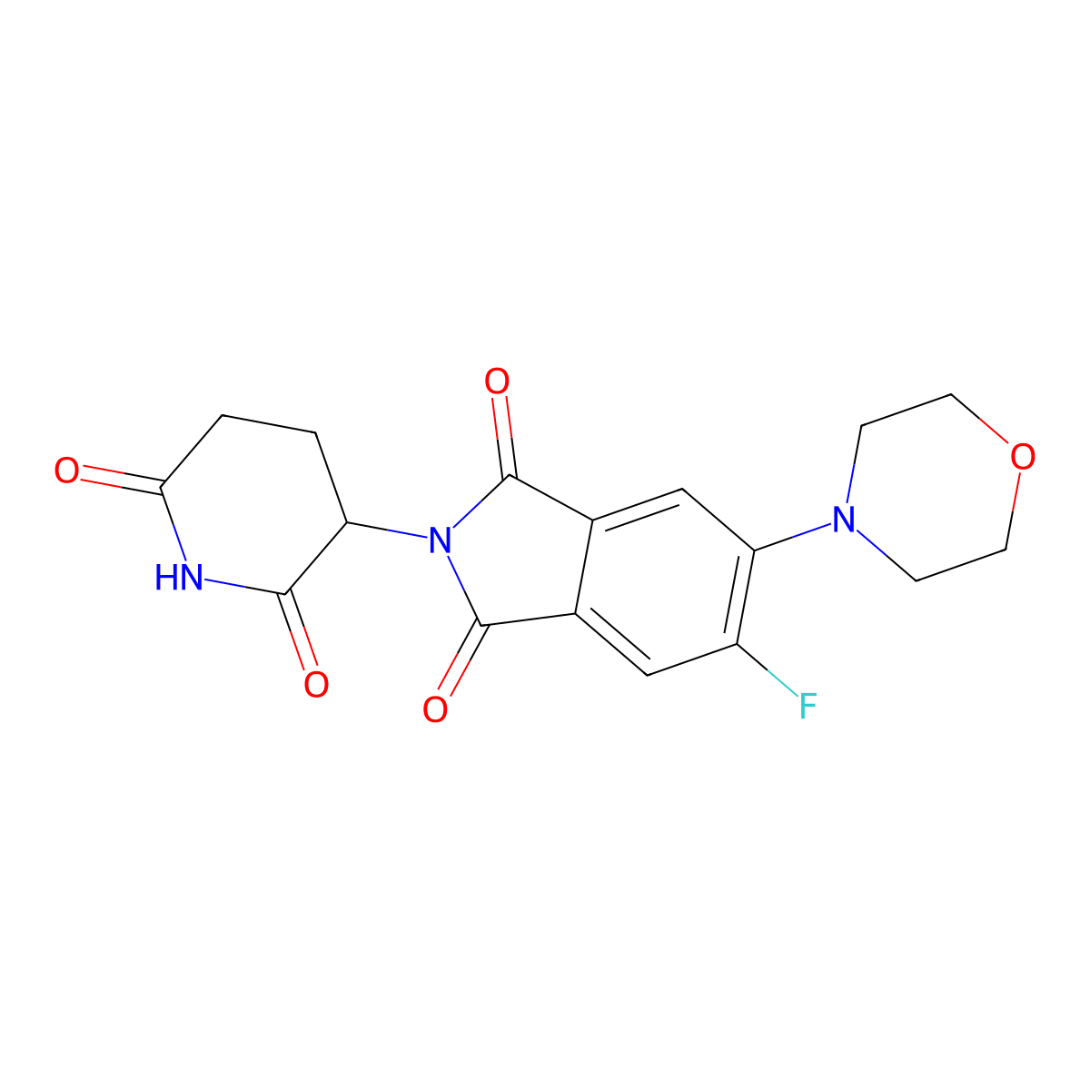 2-(2,6-Dioxopiperidin-3-yl)-5-fluoro-6-morpholinoisoindoline-1,3-dione molecular structure, CAS 2924858-58-0
