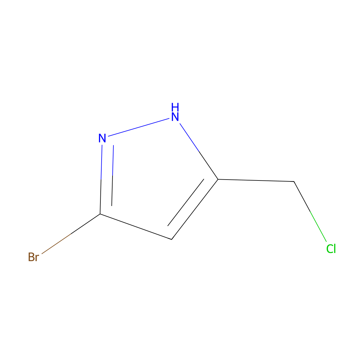5-bromo-3-(chloromethyl)-1H-pyrazole molecular structure, CAS 2924892-70-4
